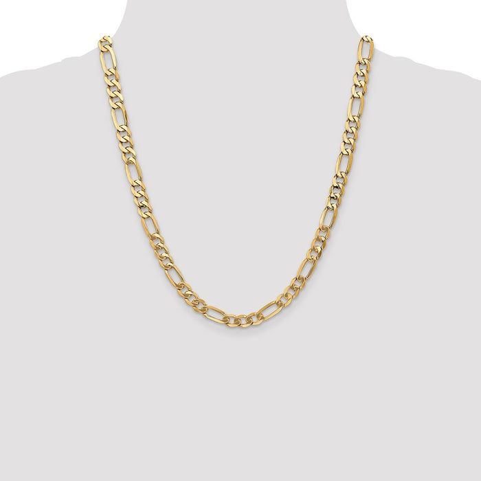 Shop Exclusive 14K Gold 22-Inch 7mm Flat Figaro Chain - Stylish & Durable!-4