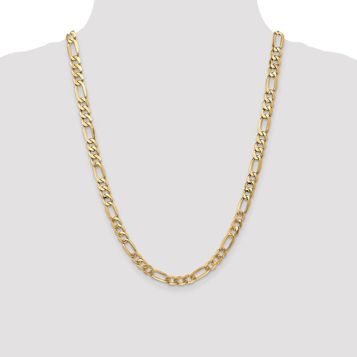 Buy 24-Inch 14K Gold 7mm Flat Figaro Chain - Stylish Luxury Accessory-4