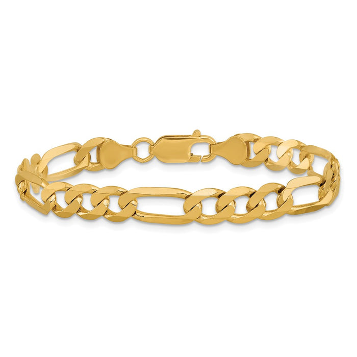 Buy Stylish 14K Gold 8-Inch Flat Figaro Bracelet - Luxury 7mm Design!-3