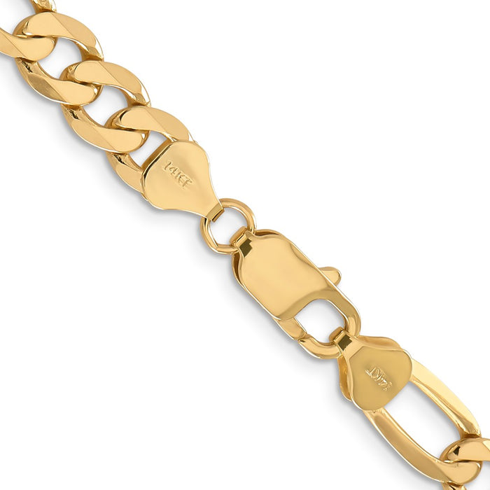 High-quality 14K Gold Flat Figaro Chain 22-Inch 7.5mm - Stylish Luxury-3