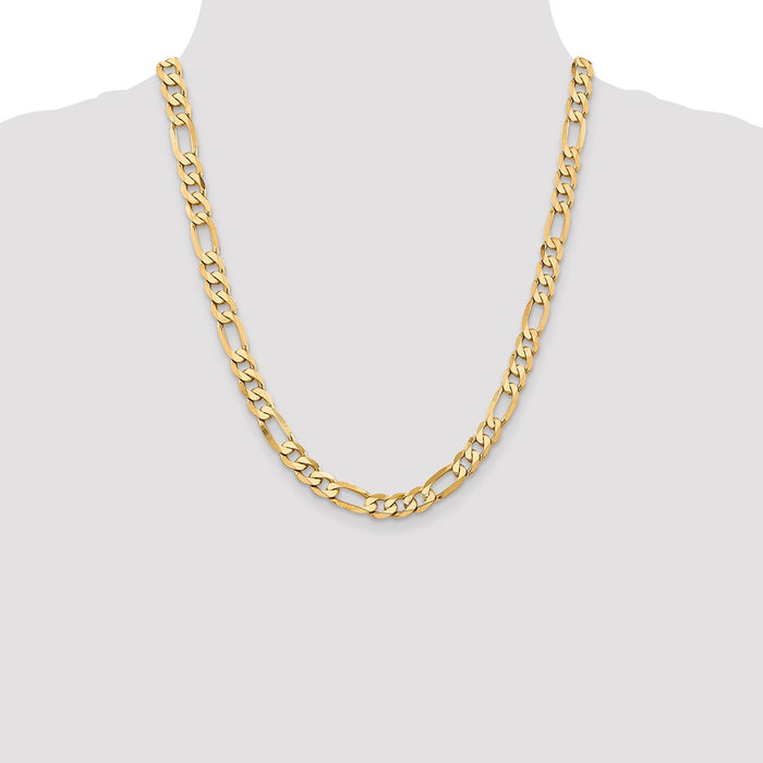 High-quality 14K Gold Flat Figaro Chain 22-Inch 7.5mm - Stylish Luxury-4