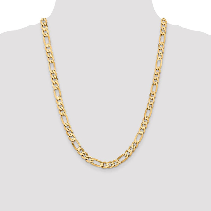 Shop Stylish 24-Inch 14K Gold Flat Figaro Chain - 7.5mm, Luxury Design-4