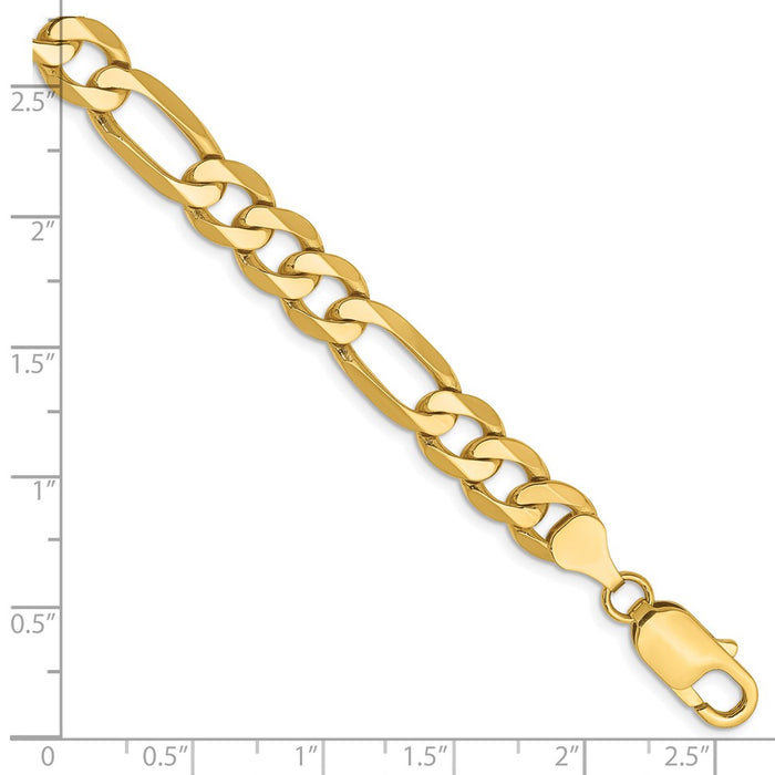 Buy Stylish 14K Gold Flat Figaro Bracelet - 8-Inch, 7.5mm Links, Luxury-2