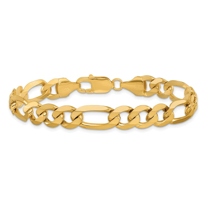 Shop Stylish 14K Gold 8-Inch Flat Figaro Bracelet - 8.75mm Links, Lobster Clasp-3