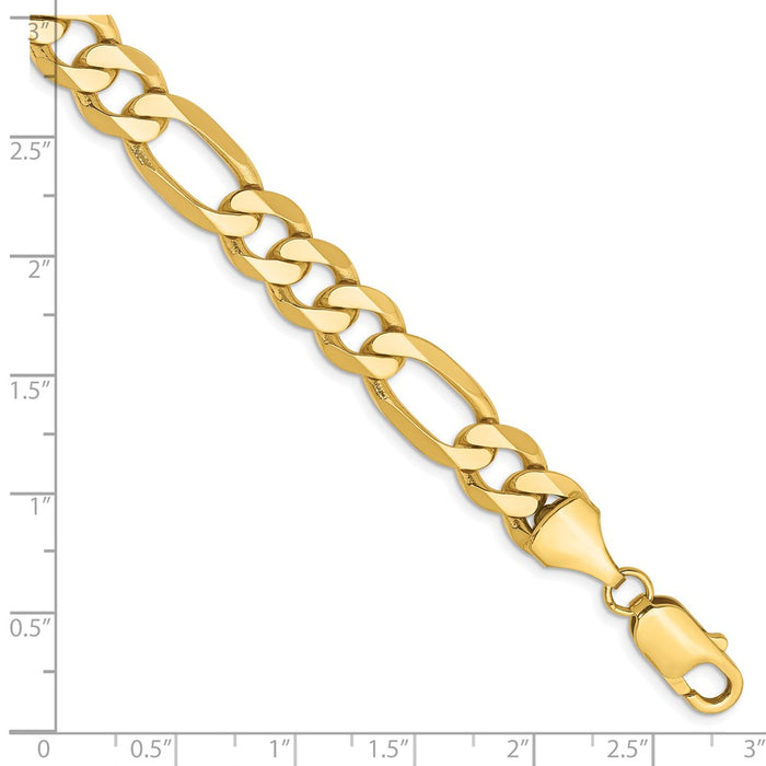 Shop Stylish 14K Gold 8-Inch Flat Figaro Bracelet - 8.75mm Links, Lobster Clasp-2