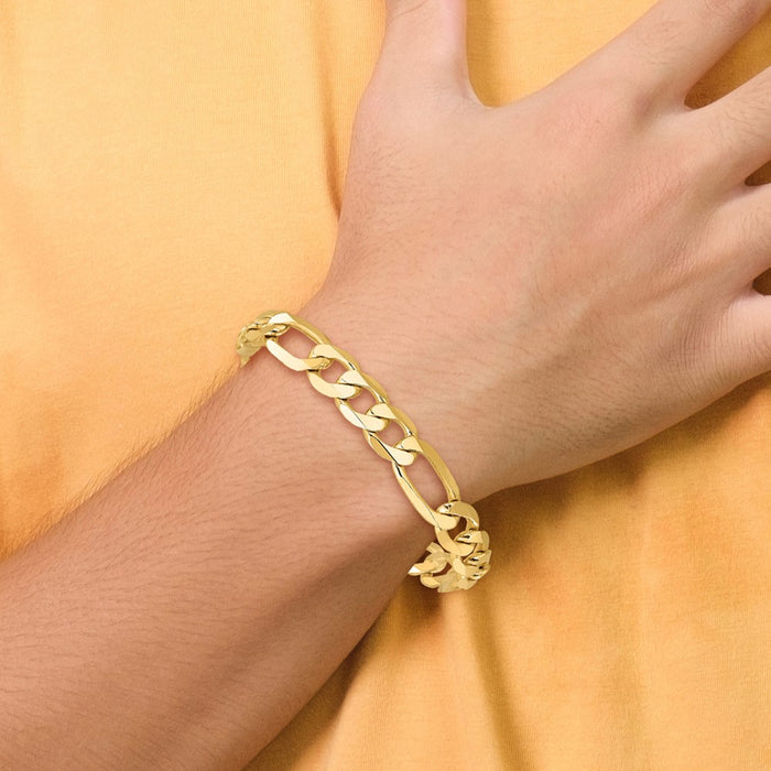Shop Stylish 14K Gold Flat Figaro Bracelet - 8-Inch, 10mm, Luxury Design-4