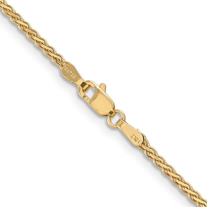 Buy 14K Gold 24-Inch 1.9mm Flat Wheat Chain - Stylish & Durable Design!-3