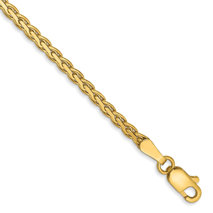 Shop Stylish 14K Gold 7-Inch Flat Wheat Bracelet - 2.4mm, Luxury Accessory-1
