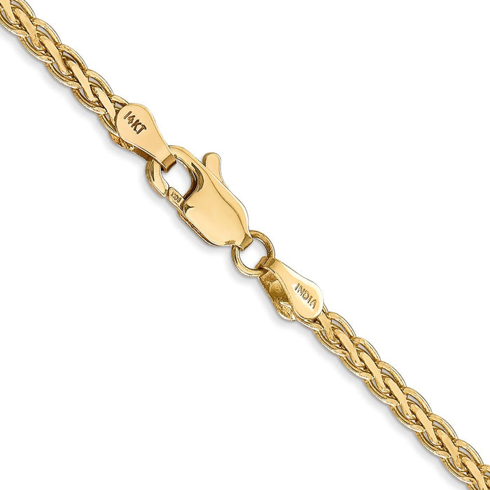 Buy Stylish 14K Gold 16-Inch Flat Wheat Chain - 2.8mm Lobster Clasp-3
