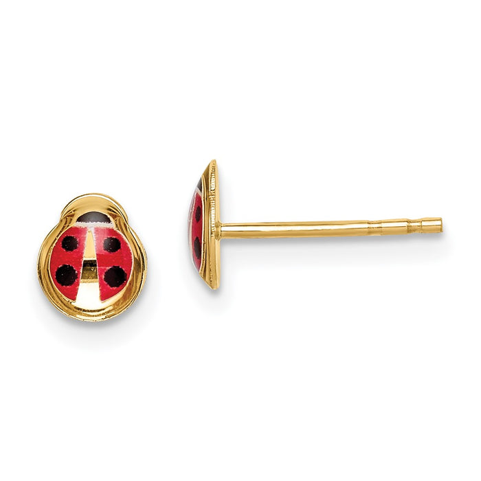 Exclusive 14K Gold Madi K Enamel Ladybug Stud Earrings - Stylish Value!-1