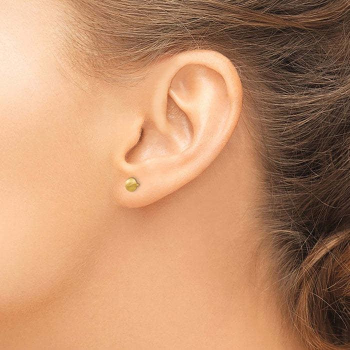 High-Quality 14K Gold 5mm Satin Finish Puffed Button Post Earrings - Stylish Value-3