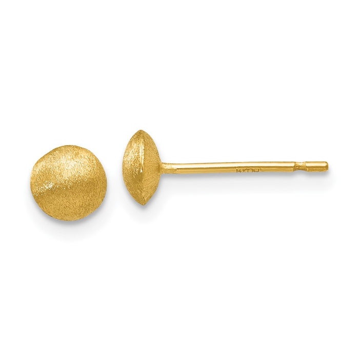 High-Quality 14K Gold 5mm Satin Finish Puffed Button Post Earrings - Stylish Value-1