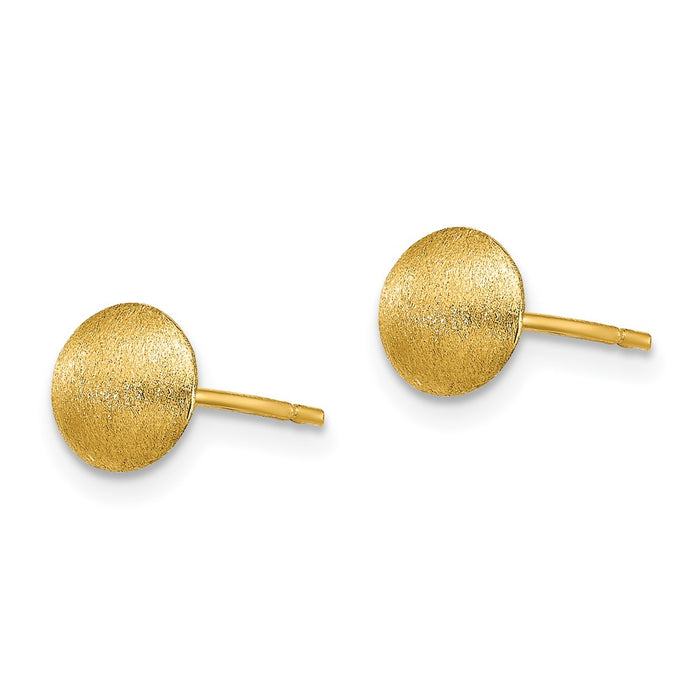 Shop Stylish 14K Gold 7mm Satin Finish Button Earrings | Luxury Value-2