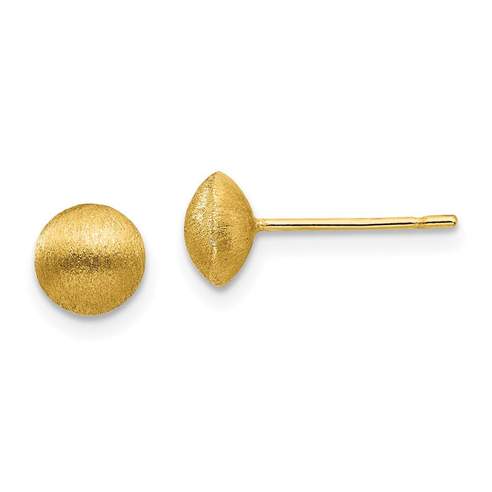 Shop Stylish 14K Gold 7mm Satin Finish Button Earrings | Luxury Value-1