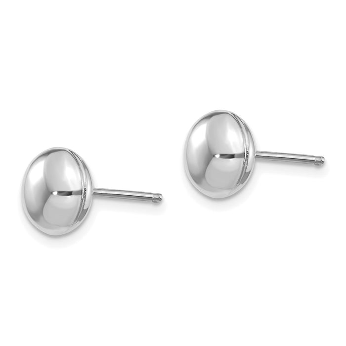 High-Quality 14K White Gold 8mm Button Stud Earrings - Stylish Value Buy!-2