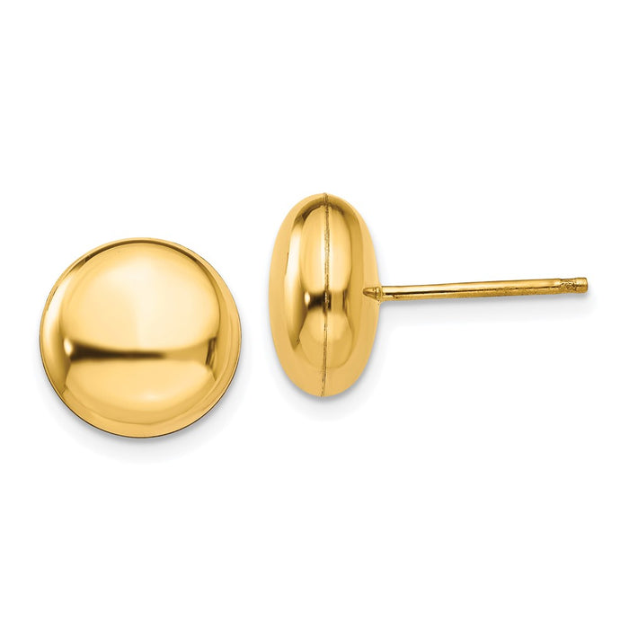 Buy Stylish 14K Gold Polished 10.5mm Button Post Earrings - Luxury Value!-1