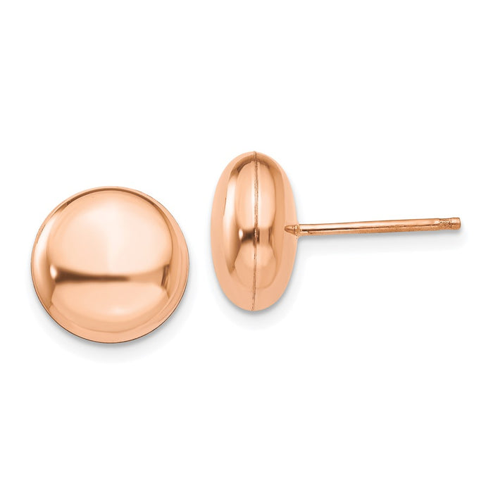 High-Quality 14K Rose Gold Polished 10.5mm Button Post Earrings - Stylish Value!-1