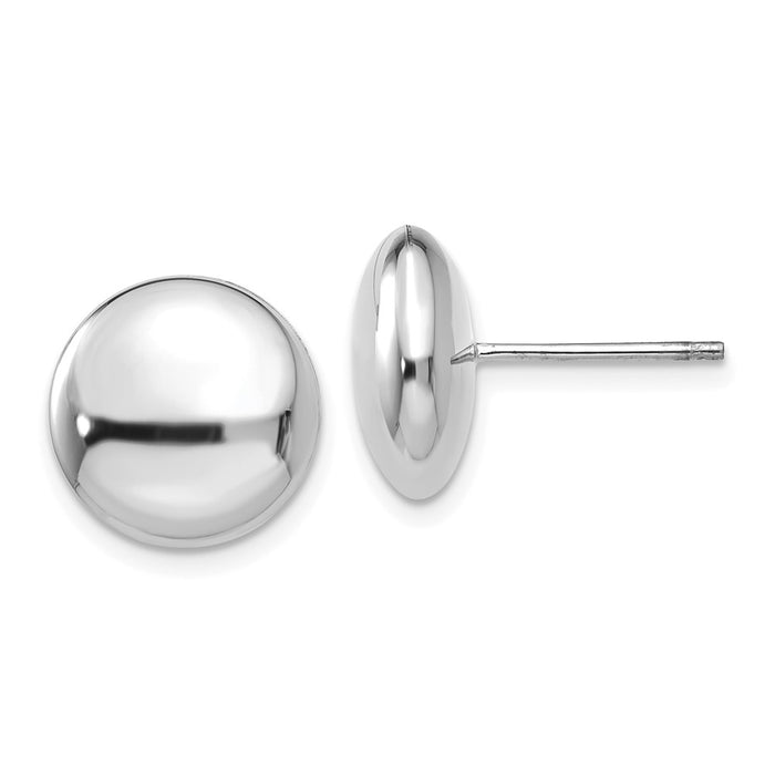 Shop Exclusive 14K White Gold Polished 12mm Button Post Earrings - Stylish Value!-1