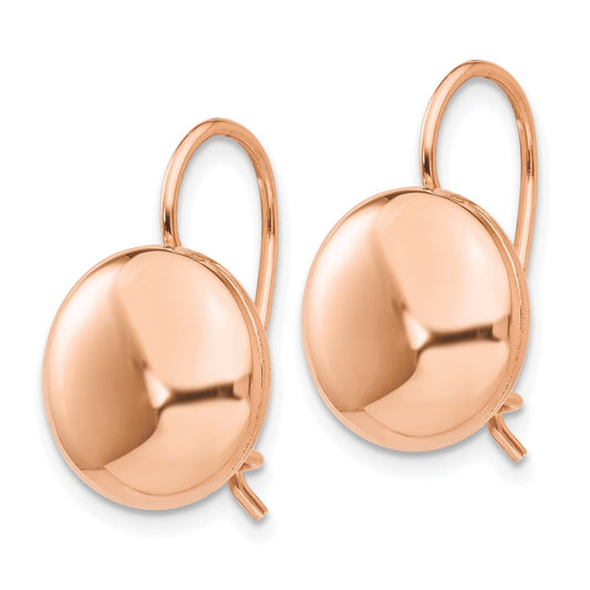 High-Quality 14K Rose Gold 12mm Button Kidney Wire Earrings - Stylish Value!