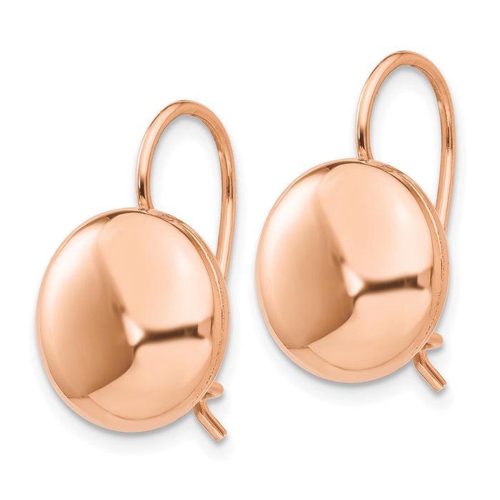 High-Quality 14K Rose Gold 12mm Button Kidney Wire Earrings - Stylish Value!-2