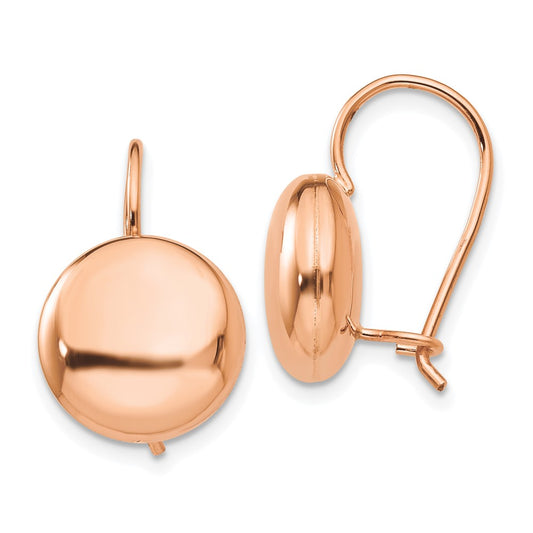 High-Quality 14K Rose Gold 12mm Button Kidney Wire Earrings - Stylish Value!