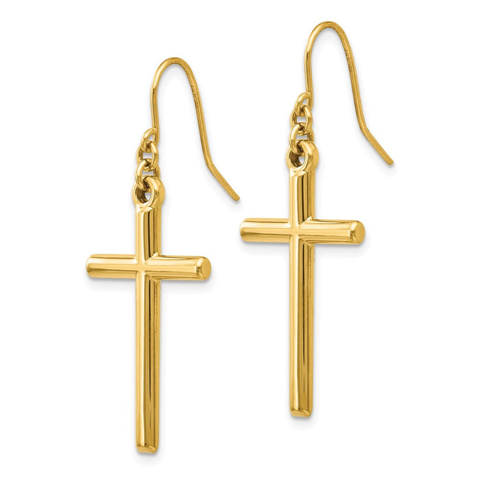 Exclusive 14K Gold Cross Dangle Earrings - Stylish & Lightweight Design-2