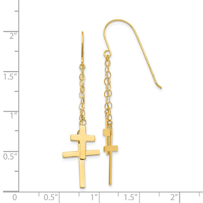 Buy Stylish 14K Gold Dangle Cross Earrings - 0.85mm, Exclusive Price!-4