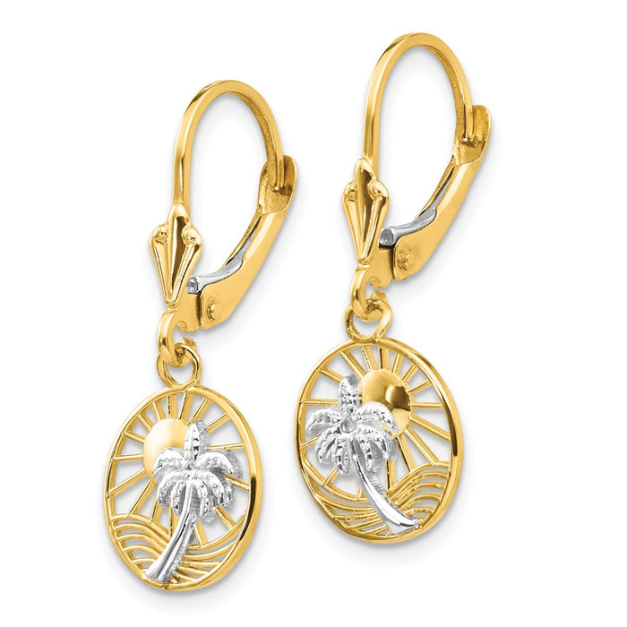 Exclusive 14K Gold Palm Tree Leverback Earrings - Stylish & Affordable Luxury-2