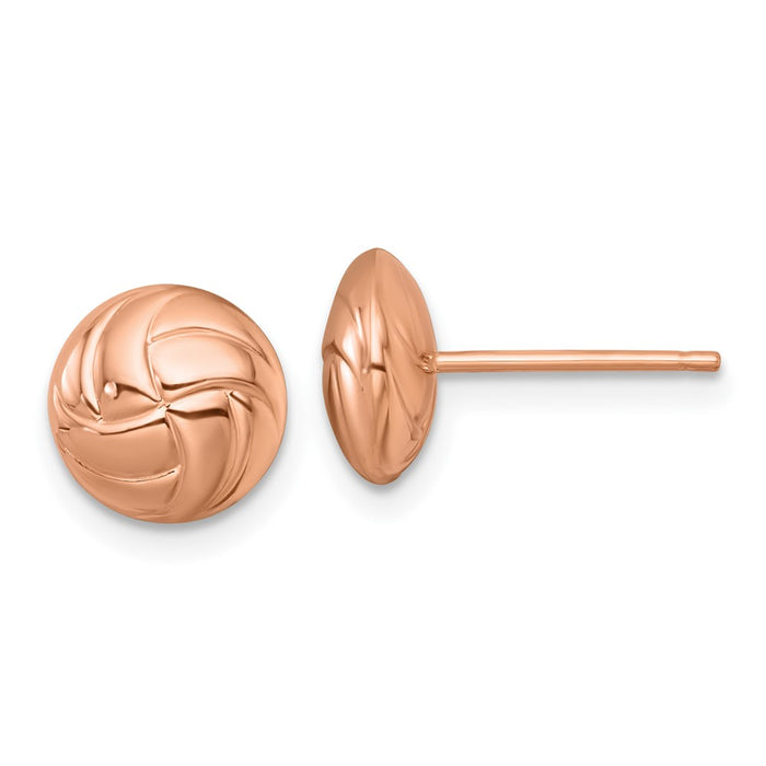 Buy Stylish 14K Rose Gold Button Stud Earrings | Polished & Textured Design-1
