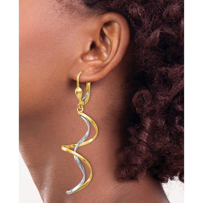 Shop Stylish 14K Two-Tone Twisted Spiral Drop Earrings - Affordable Luxury!-3