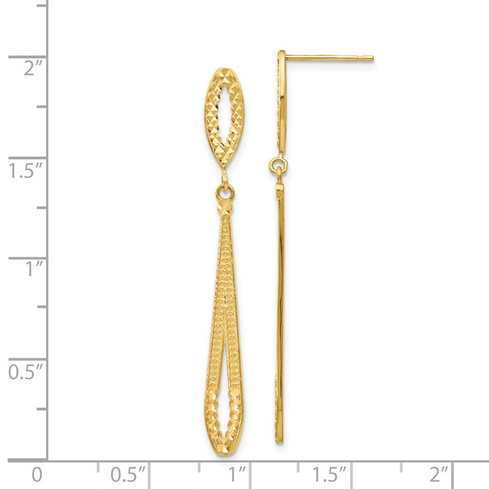 Buy Stylish 14K Gold Diamond-Cut Dangle Earrings - Affordable Luxury at 1.5"-4