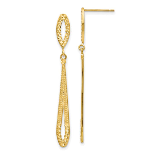 Buy Stylish 14K Gold Diamond-Cut Dangle Earrings - Affordable Luxury at 1.5"
