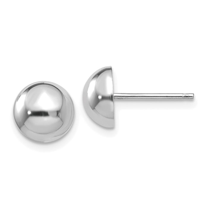 High-Quality 14K White Gold 8mm Half Ball Stud Earrings | Stylish Value Deal-1