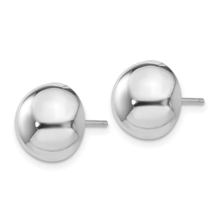 High-Quality 14K White Gold 10mm Half Sphere Stud Earrings - Stylish Value!-2