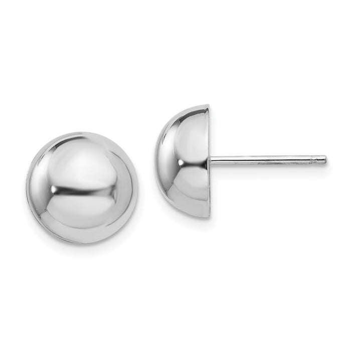 High-Quality 14K White Gold 10mm Half Sphere Stud Earrings - Stylish Value!-1