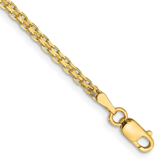 High-Quality 14K Gold 10-Inch 1.8mm Lightweight Flat Bismark Anklet - Stylish Value!-1