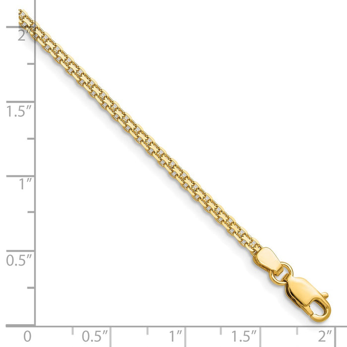 Buy Stylish 14K Gold 2.2mm Lightweight Flat Bismarck Chain Anklet - Luxury Value-2