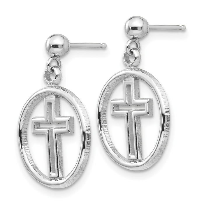 Exclusive 14K White Gold Polished Eternal Life Cross Dangle Earrings - Stylish Value-2