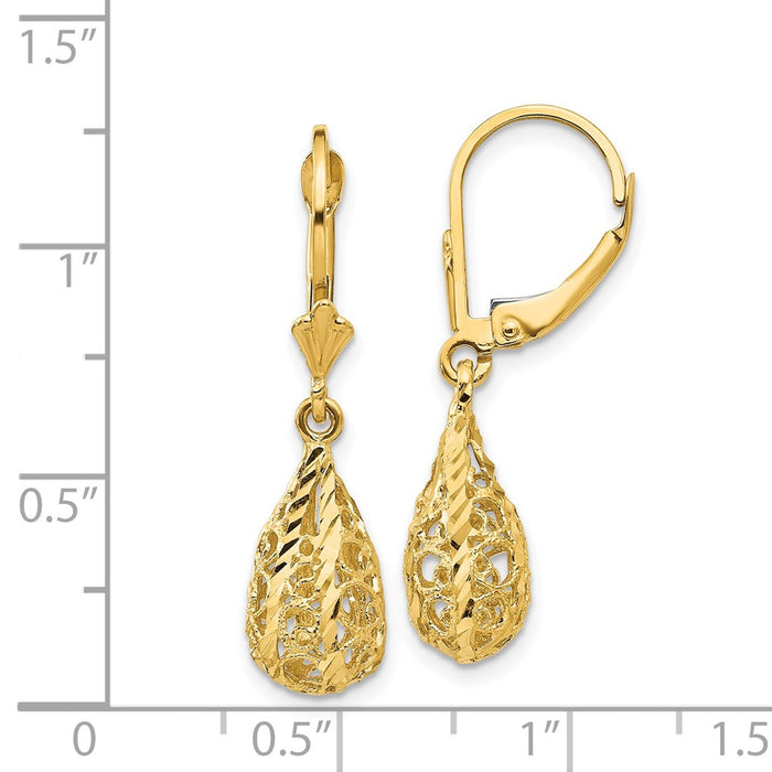 Exclusive 14K Gold Polished Diamond-Cut Dangle Earrings | Stylish Design-4