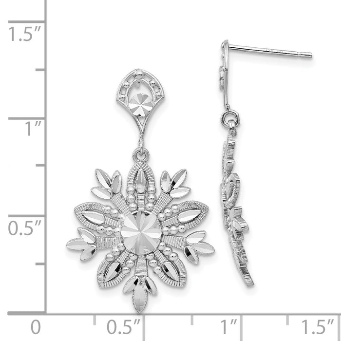 Buy 14K White Gold Elegant Snowflake Drop Earrings - Stylish & Affordable-4
