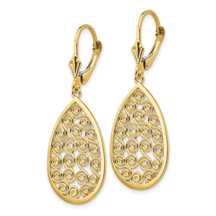 Exclusive 14K Gold Teardrop Filigree Dangle Earrings - Stylish and Affordable-2