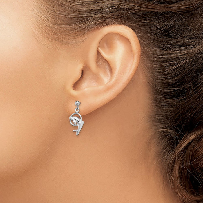 High-Quality 14K White Gold Dolphin Drop Earrings | Stylish & Affordable Design-3