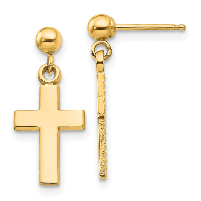 Order Stylish 14K Gold Polished Cross Earrings - Luxury Accessory for You-1