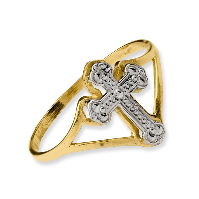 Shop Stylish 14K White Gold Rhodium-Plated Cross Ring - High-Quality Design-3