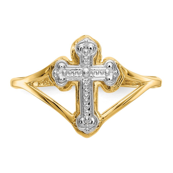 Shop Stylish 14K White Gold Rhodium-Plated Cross Ring - High-Quality Design-5
