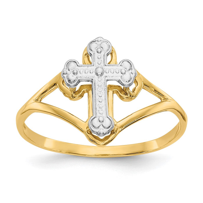 Shop Stylish 14K White Gold Rhodium-Plated Cross Ring - High-Quality Design-1