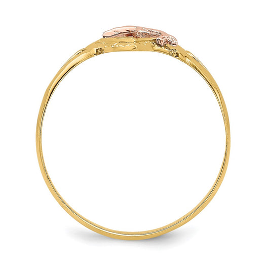 Buy Stylish 14K Yellow & Rose Gold Dolphin Heart Ring - Luxury Rhodium Finish