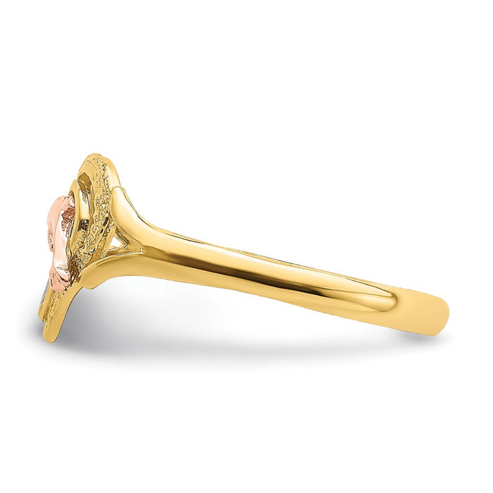 Buy Stylish 14K Yellow & Rose Gold Dolphin Heart Ring - Luxury Rhodium Finish-3