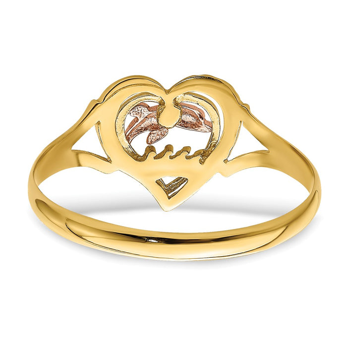 Buy Stylish 14K Yellow & Rose Gold Dolphin Heart Ring - Luxury Rhodium Finish-5