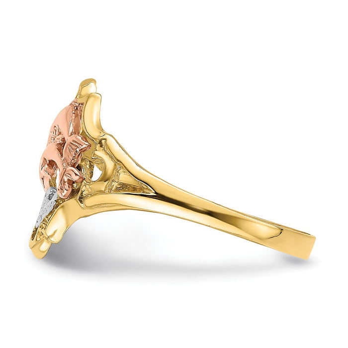 Buy Stylish 14K Yellow & Rose Gold Double Dolphin Ring - Exclusive Rhodium Finish-4